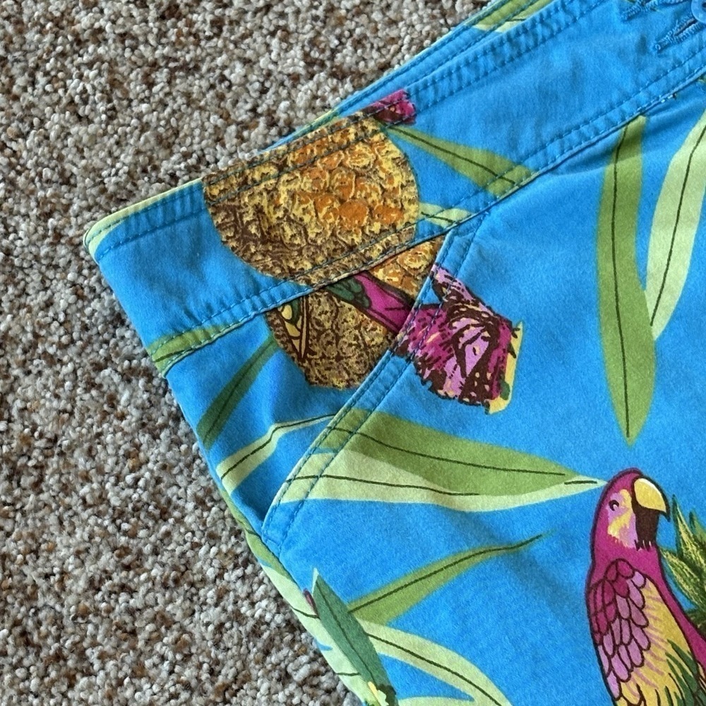 Vintage Bill Blass Jeans Tropical Capri Pants Size 14 Parrot Pineapple Print 🦜 - Picture 3 of 15